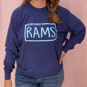 Presale ⭐️CLOSES 11/13/23⭐️ Northside Rams Navy Comfort Colors Long Sleeve Adult Tshirt