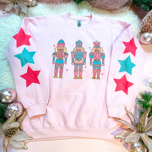 PINK FRIDAY Special Design! *Limited Quantities* Women's Christmas Nutcracker Sweatshirt with Star Sleeves