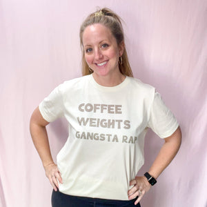 Coffee Weights Gangsta Rap - Natural Tshirt - Adult & Women's Gym Top - S004