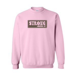 Strong Joshua 1:9 Verse - Light Pink Sweatshirt - Adult & Women's Gym Top - S001