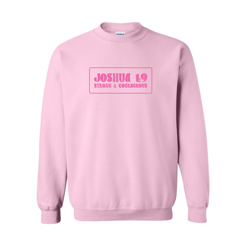 Joshua 1:9 Strong and Courageous Verse - Light Pink Sweatshirt - Adult & Women's Gym Top - S002
