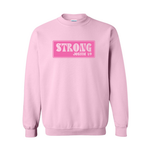 Strong Joshua 1:9 - Light Pink Sweatshirt - Adult & Women's Gym Top - S007