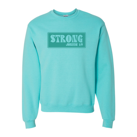 Strong Joshua 1:9 - Turquoise Sweatshirt - Adult & Women's Gym Top - S007