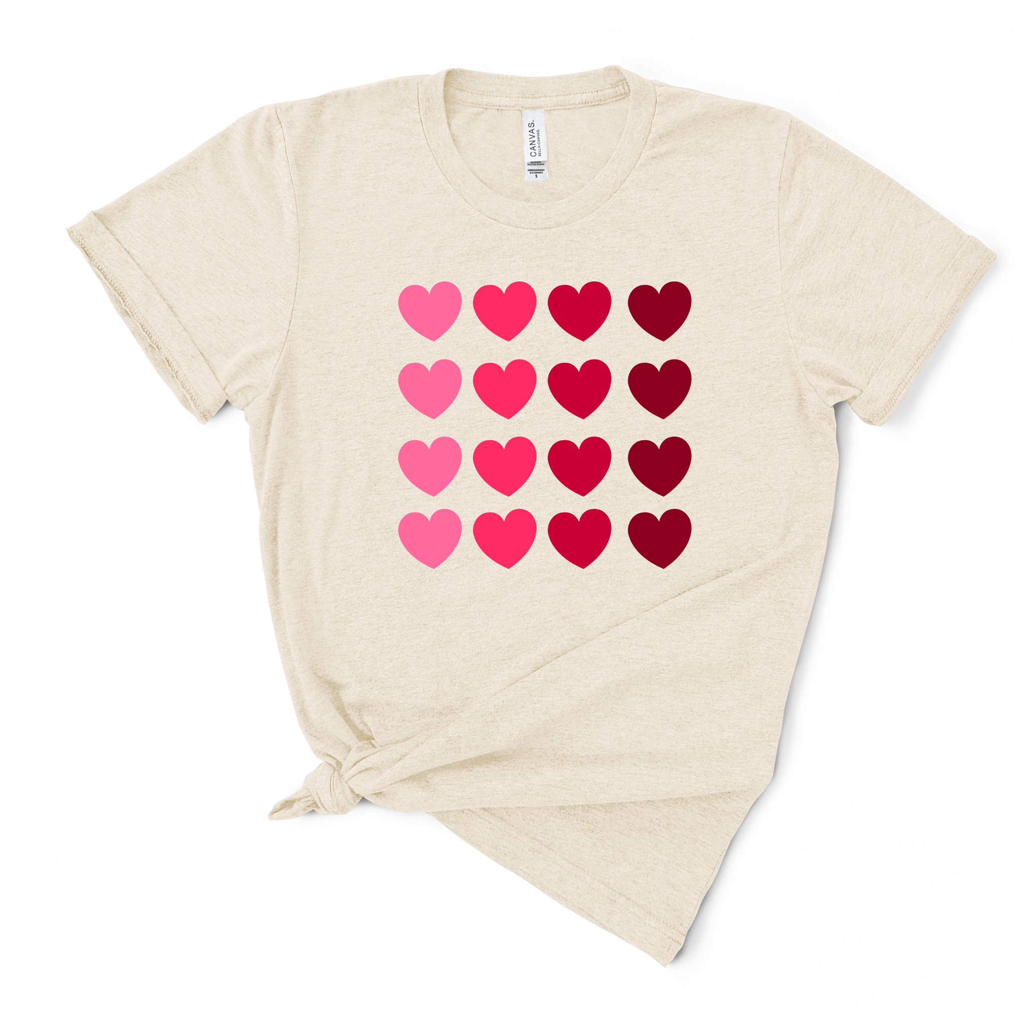 Valentine's Heart Ombre Grid on Natural Short Sleeve Tshirt - Women's Tshirts S009