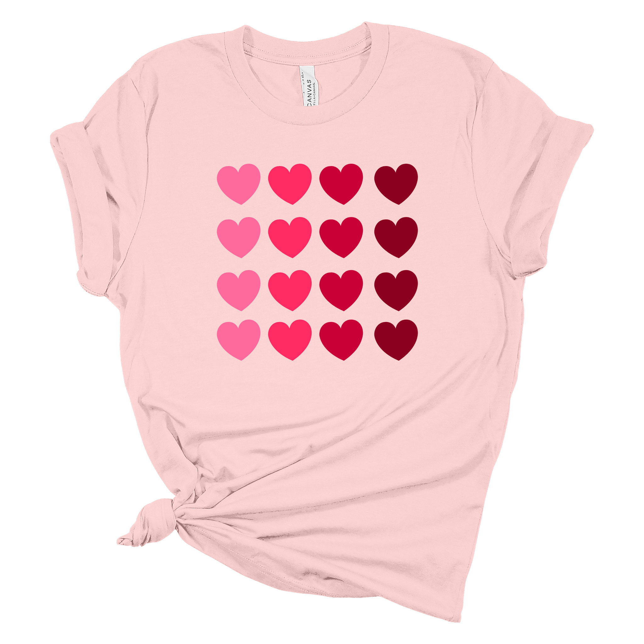 Valentine's Heart Ombre Grid on Light Pink Short Sleeve Tshirt - Women's Tshirts S009
