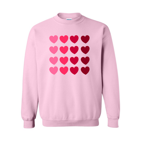 Valentine's Heart Ombre Grid on Light Pink Sweatshirt Women's S009