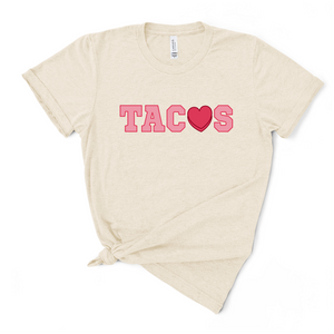 Valentine's Taco Love on Natural Short Sleeve Women's Tshirts S012