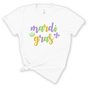 Mardi Gras 'Mardi Gras Collection' on a White Short Sleeve Tshirt Women's & Youth S028