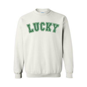 Lucky Varsity 'St. Patrick’s Day Collection' on White Sweatshirt Women's & Youth S029