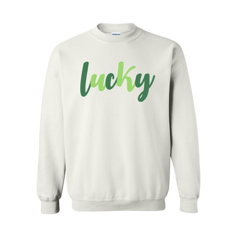 Lucky Fun 'St. Patrick’s Day Collection' on White Sweatshirt Women's & Youth S030