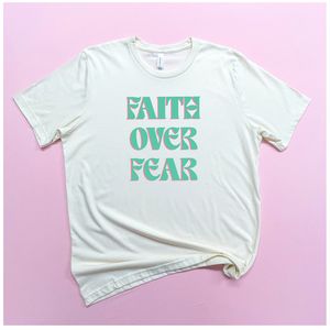 Christian Quote - Faith Over Fear - Natural Bella Canvas Women's Tshirts S198