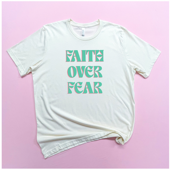 Christian Quote - Faith Over Fear - Natural Bella Canvas Women's Tshirts S198