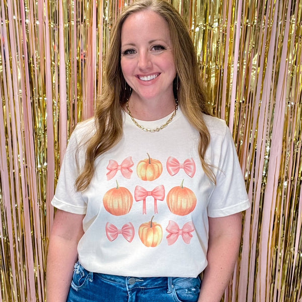 pink bows and pumpkins tshirt