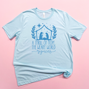 Christmas Themed - A Thrill of Hope Nativity - Light Blue Women's Bella Canvas Tshirt - S201