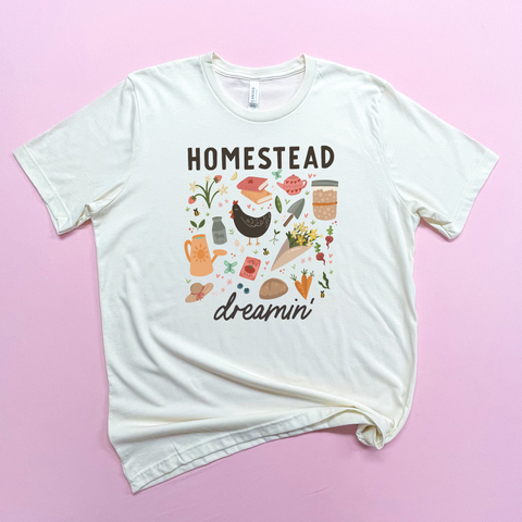 Quotes - Homestead Dreamin - Women's Natural Bella Canvas Tshirt S208