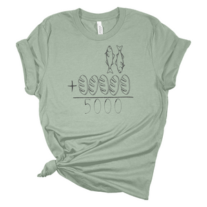 Quotes - 2 Fish 5 Loaves 5000 Fed - Women's Sage Bella Canvas Tshirt S210