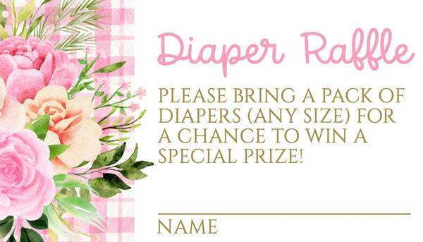 DIGITAL Baby Shower Diaper Raffle Sign and Card, Floral Blush Pink Boho Party, DIY at Home Printable Download 051 052