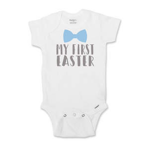 My First Easter for Baby Boy with Bow Tie Bodysuit, Long or Short Sleeve  245