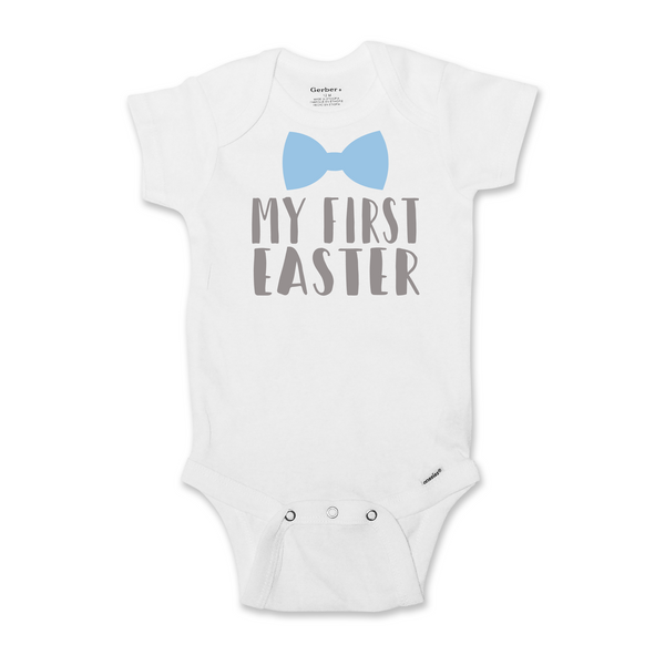 My First Easter for Baby Boy with Bow Tie Bodysuit, Long or Short Sleeve  245