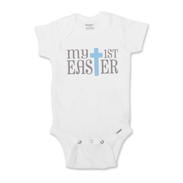 My First Easter Baby Boy Blue Cross, Short Or Long Sleeve 264