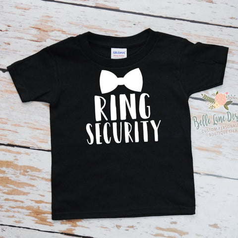 Ring Security with Bow Tie | Black Short Sleeve Shirt | Boys, Wedding | 300