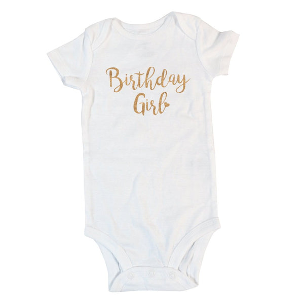 Birthday Girl with Heart | Short or Long Sleeve Onesie | Girl's Birthday, Girls | 367
