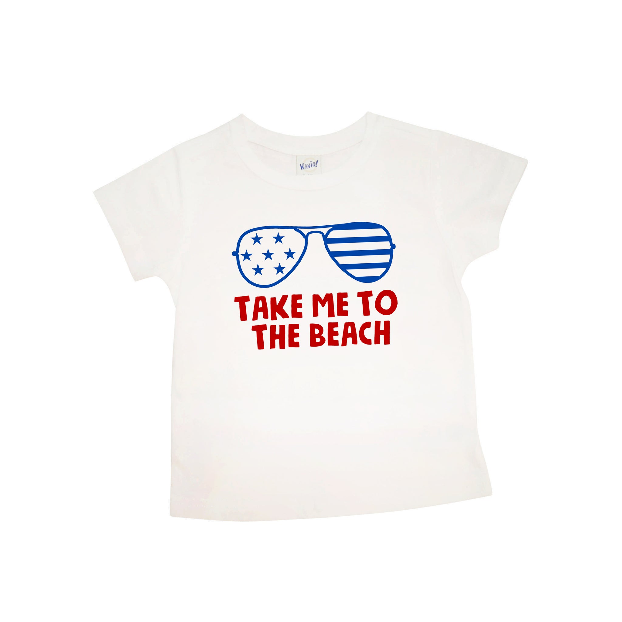 Take Me To The Beach with Sunglasses | Short Sleeve White Shirt | Fourth of July, Girls, Boys | 426
