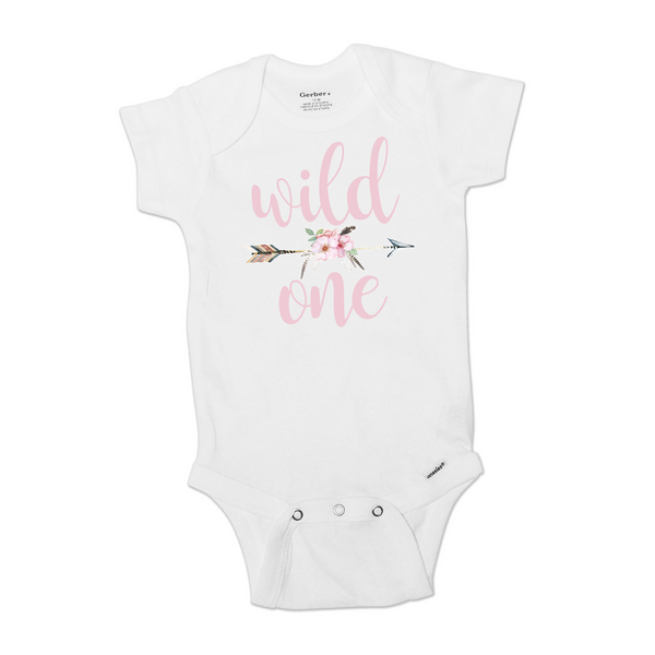 Boho Wild One Onesie | Short or Long Sleeve Onesie | Girl's Birthday, Girls | 437