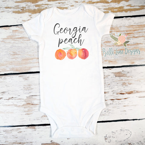 Georgia Peach | Sweet As A Peach | Short or Long Sleeve Onesie | Girls | 556