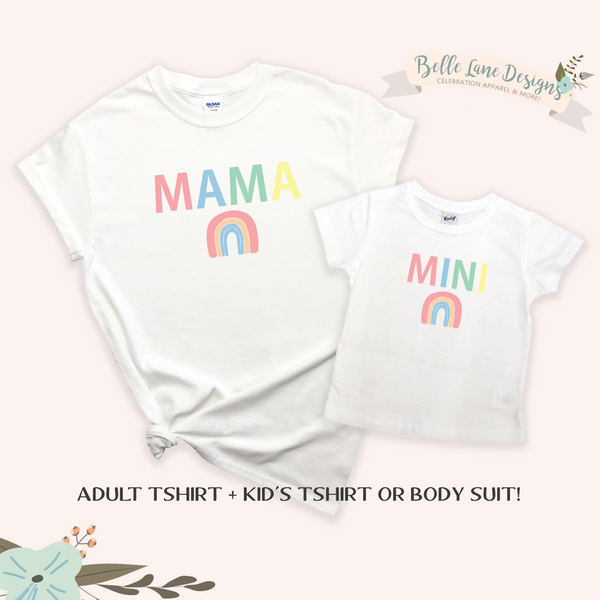 Rainbow Mama and Mini Shirt Set, Mommy and Me Matching Shirts 627
