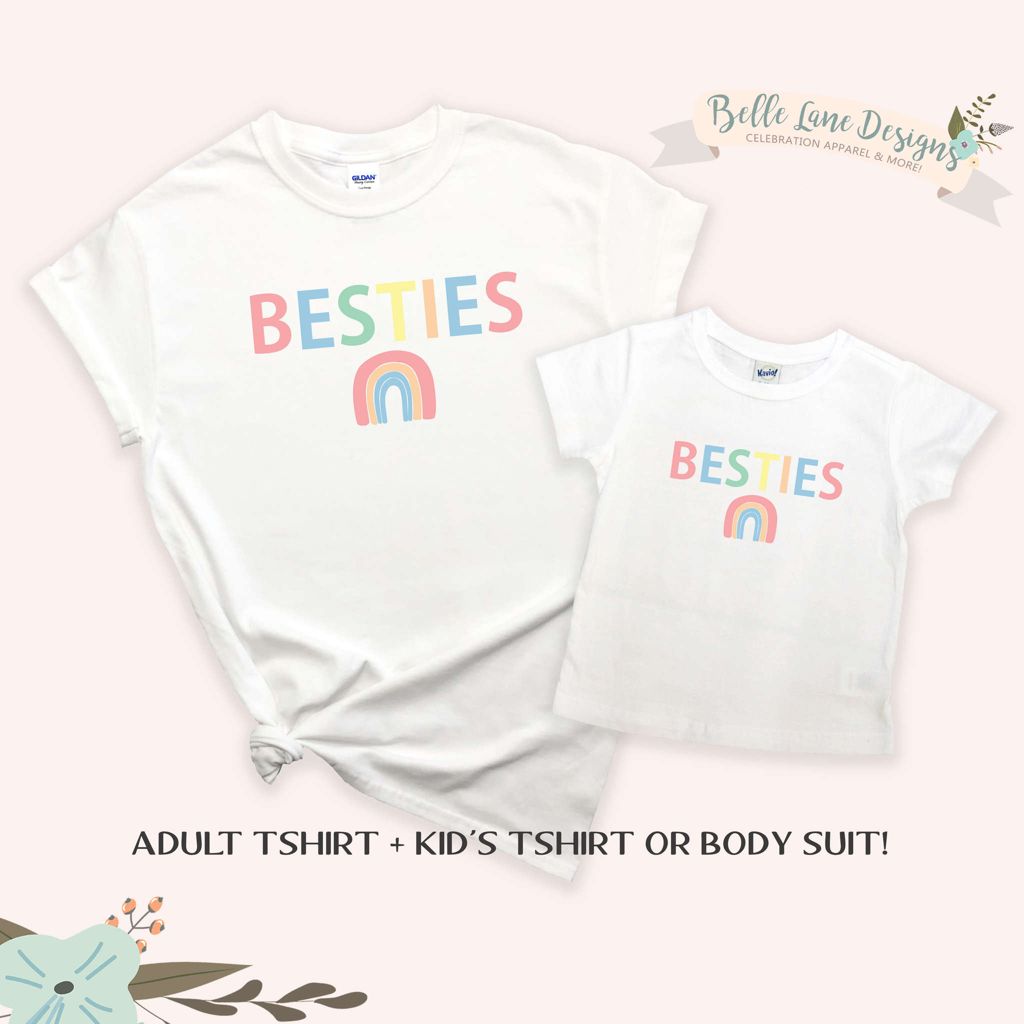 Rainbow Besties Mama and Mini Shirt Set, Mommy and Me Matching Shirts 628