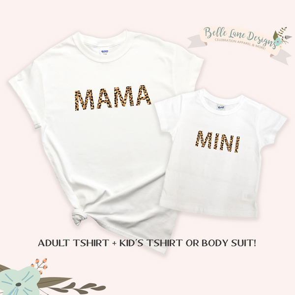 Leopard Mama and Mini Shirt Set, Mommy and Me Matching Shirts 638