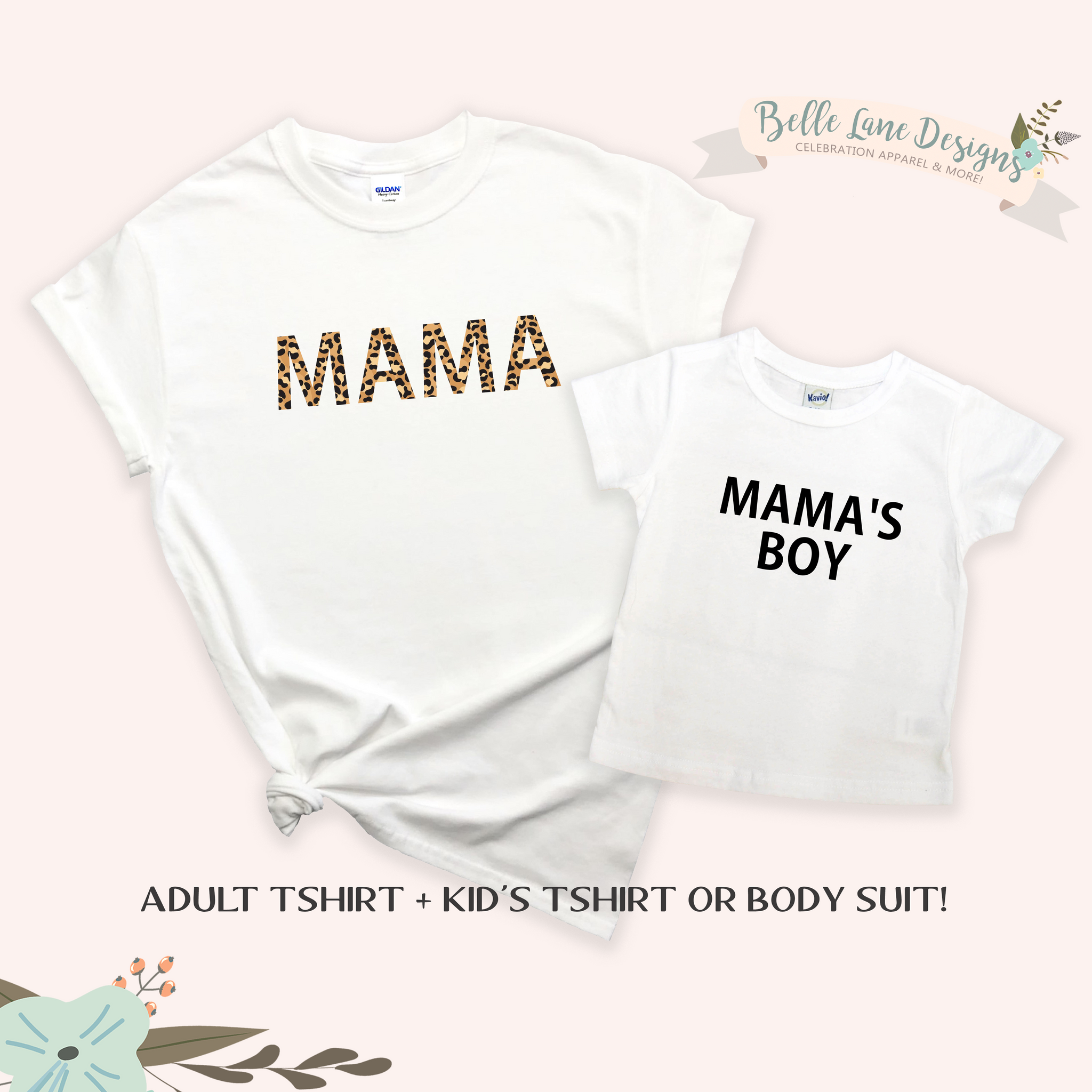 Leopard Mama and Mama's Boy Shirt Set, Mommy and Me Matching Shirts 639