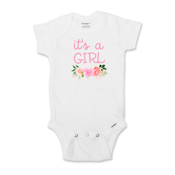 It's A Girl | Pregnancy Announcement Onesie | Girls Baby Shower Pink | Short or Long Sleeve 656