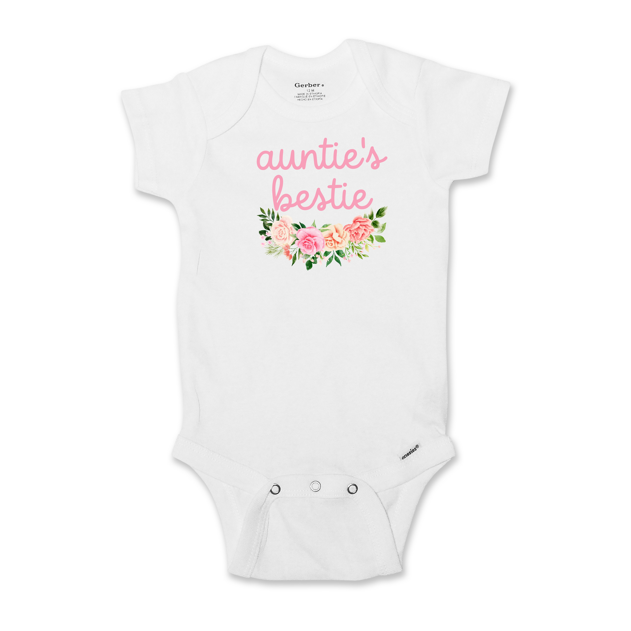 Auntie's Bestie | Pregnancy Announcement Onesie | Girl's Baby Shower Pink | Short or Long Sleeve 658