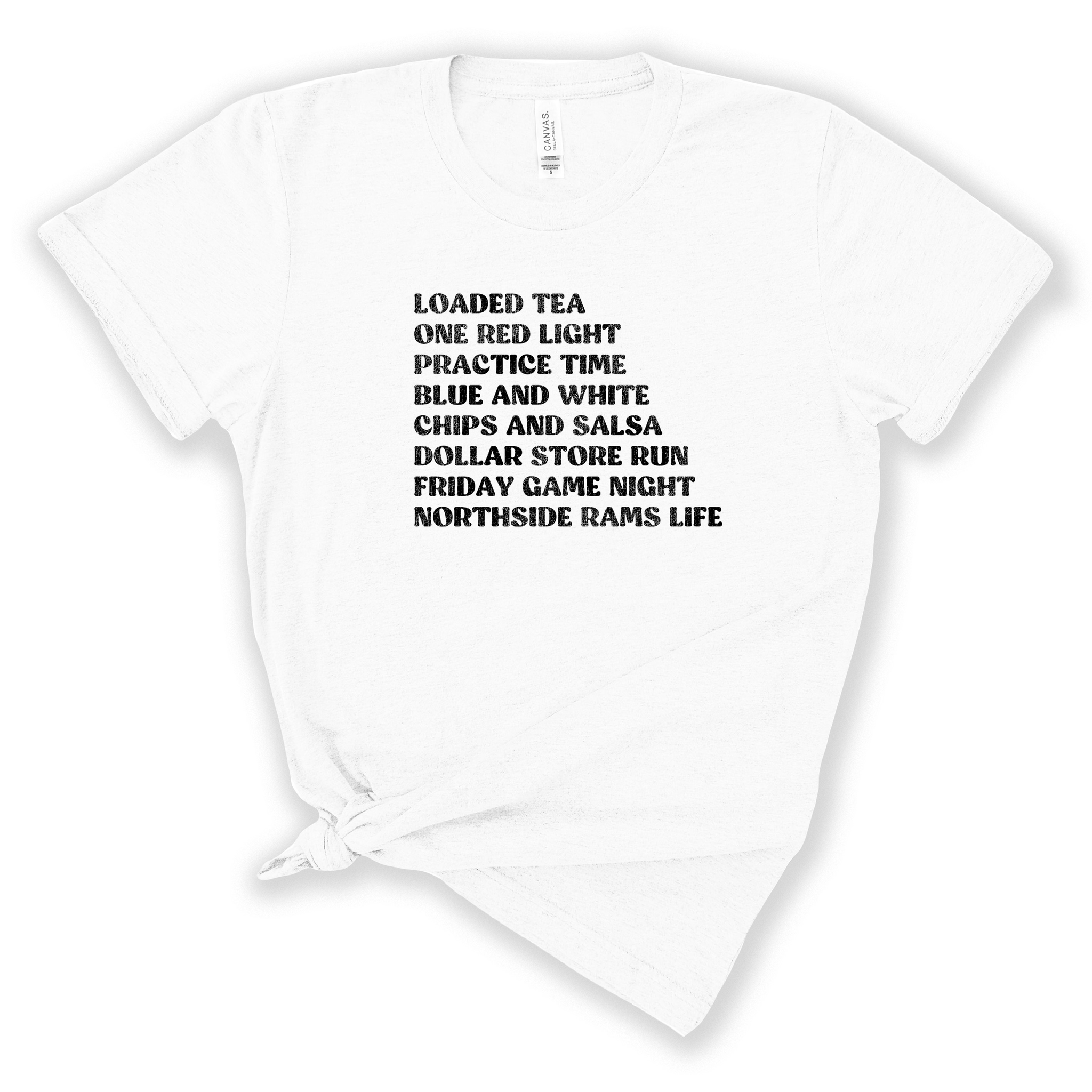 adult shirt white and black text