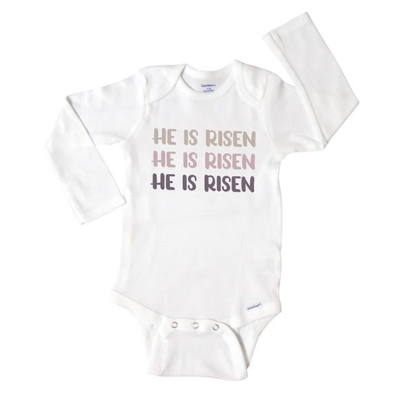 He Is Risen Easter Girl Onesie, Purple Colors, Short Or Long Sleeve 715