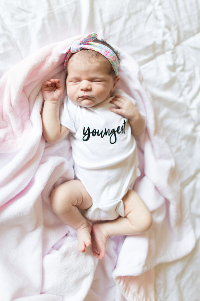 Youngest | Short Sleeve Onesie or Shirt | Siblings, Girls, Boys, Pregnancy Announcement | 454