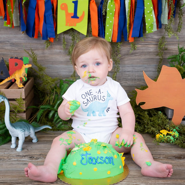 One-A-Saurus dinosaur | Short Sleeve Onesie or Shirt | Boy's Birthday, Boys | 533