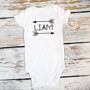 Personalized with Name and Arrows | Short or Long Sleeve Onesie | Boys | 004
