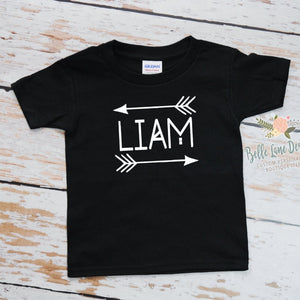 Name with Arrows Tribal Design | Black Short Sleeve Shirt | Boys | 050