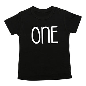First Birthday "ONE" | Black Short or Long Sleeve Shirt | Boy's Birthday, Boys | 295