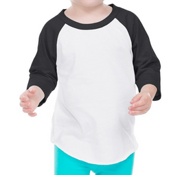 Blank Black and White Raglan Jersey Shirt 3/4 Sleeve Length | Boys, Girls