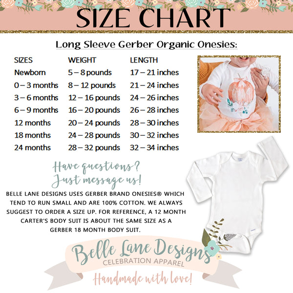 Little Pumpkin Floral | Short or Long Sleeve Onesie | Pregnancy Announcement, Girls | 549